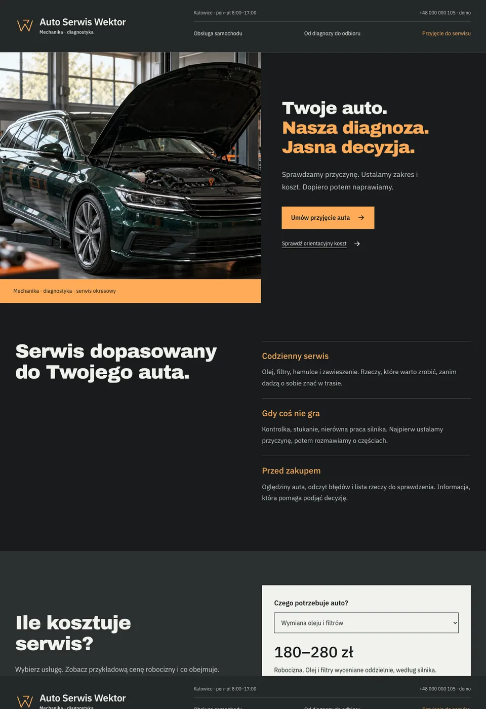 Podgląd strony Auto Serwis Wektor